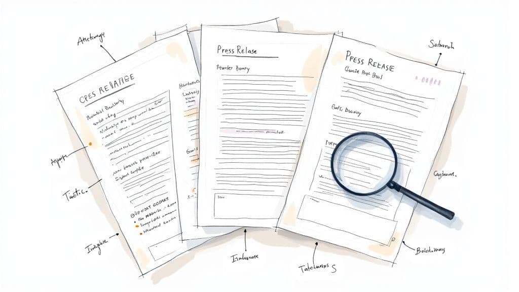 7 templates showing example of a press release format